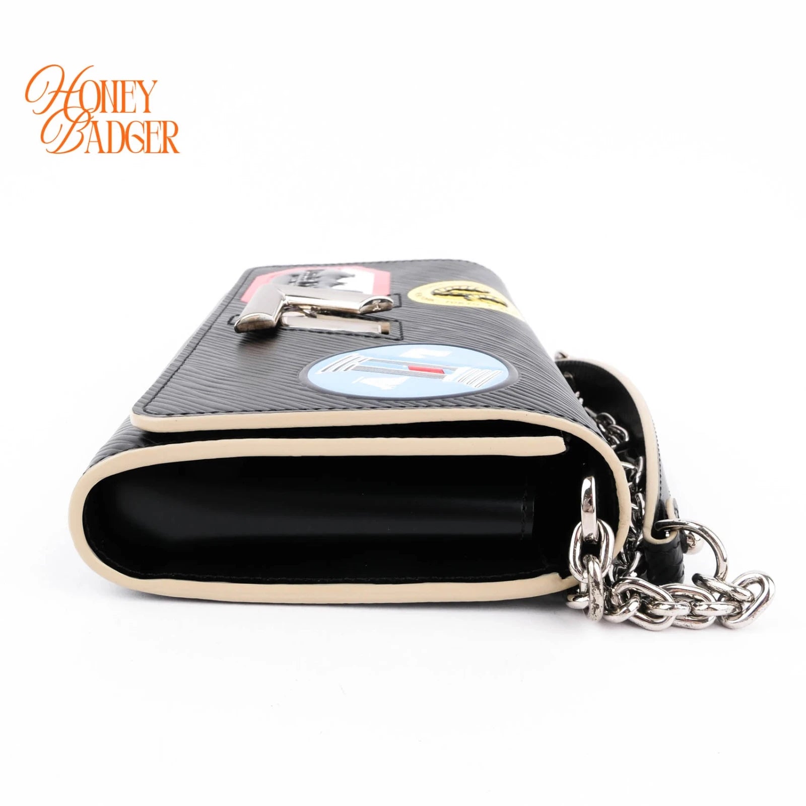 Louis Vuitton Twist Chain Wallet Epi Leather Black Patches Rank A
