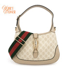 Gucci Jackie 1961 Small GG Supreme Beige Leather Gold Hardware Rank S