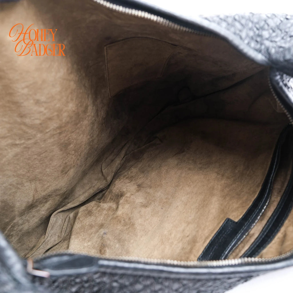 Bottega Veneta Maxi Veneta Hobo Intrecciato Nappa Leather Black Rank AB