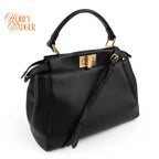 Fendi Peekaboo ISeeU Mini Black Leather 2Way Bag G3507 Rank A