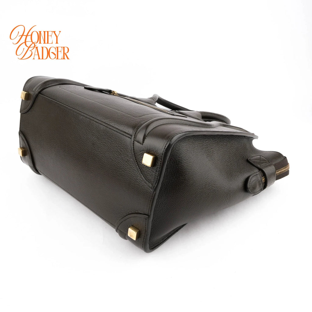 Celine Luggage Medium Grained Calfskin Brown Rank A