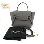 Celine Belt Bag Micro Grained Calfskin Grey Gold Hardware Rank A