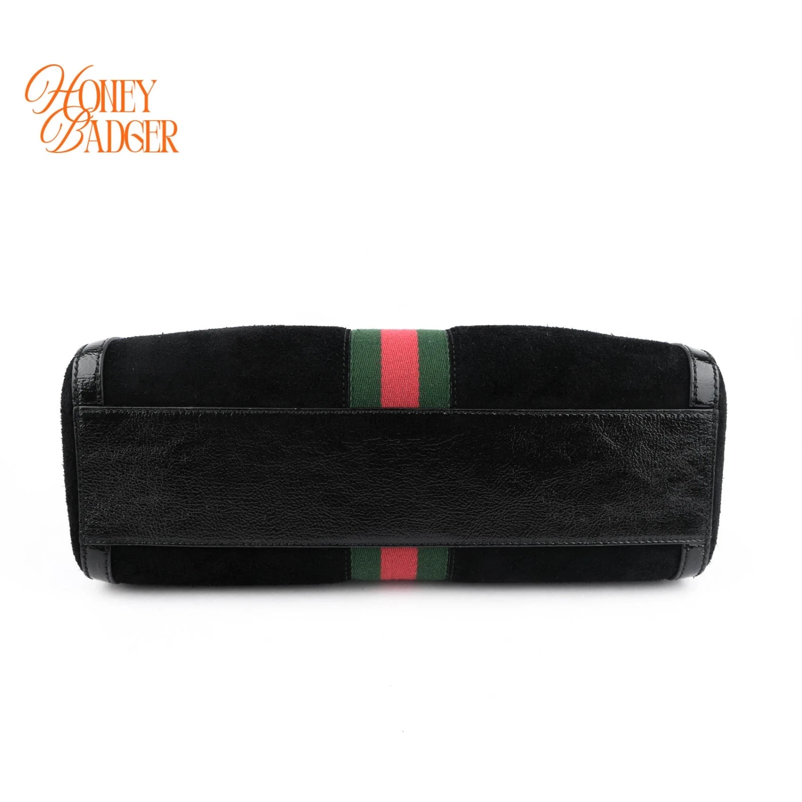 Gucci Boston Bag Large Black Suede Gold Hardware Rank A
