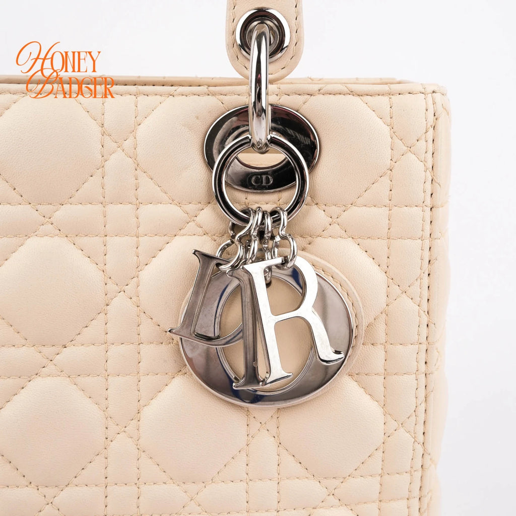 Dior Lady Dior Medium Lambskin White Rank A
