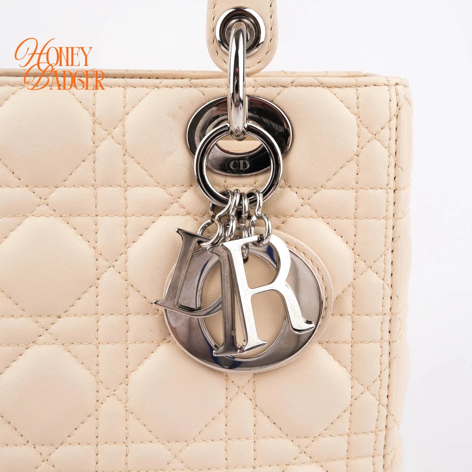 Dior Lady Dior Medium Lambskin White Rank A