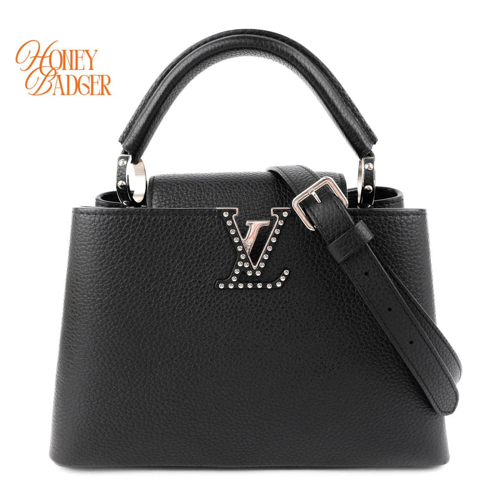 Louis Vuitton Studded Capucines BB Taurillon Leather Noir Silver Hardware Rank A