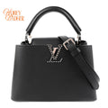 Louis Vuitton Studded Capucines BB Taurillon Leather Noir Silver Hardware Rank A