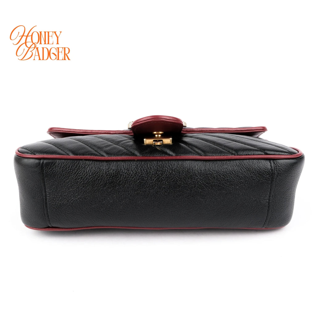 Gucci GG Marmont Small Quilted Leather Black/Red Rank A