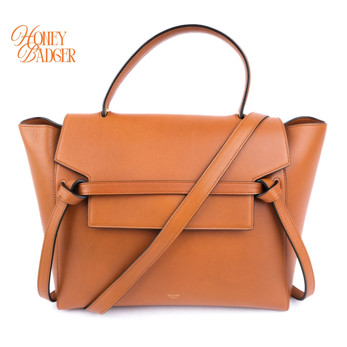 Celine Belt Bag Mini Tan Brown Calfskin Leather 2-Way Bag Rank AB