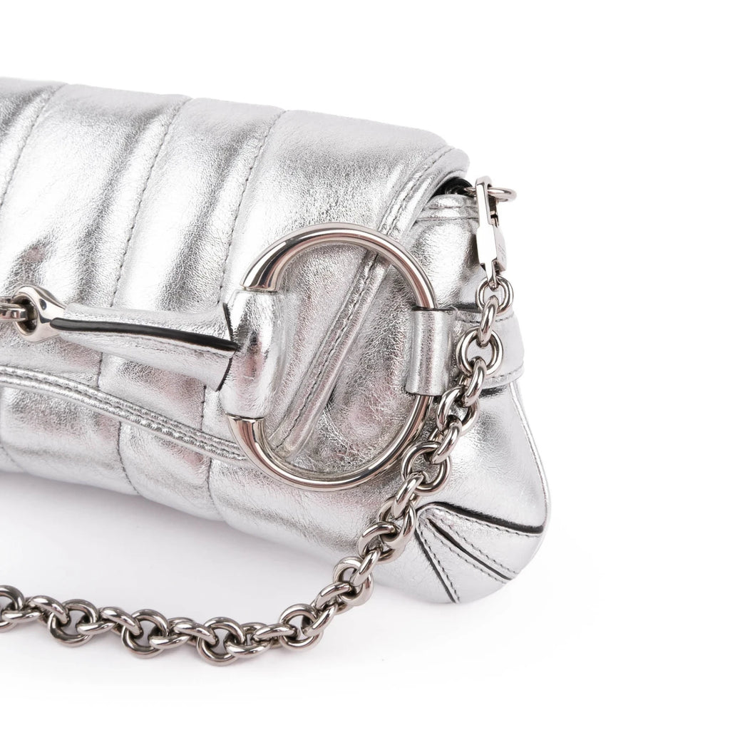Gucci Horsebit 1955 Small Leather Silver Rank S