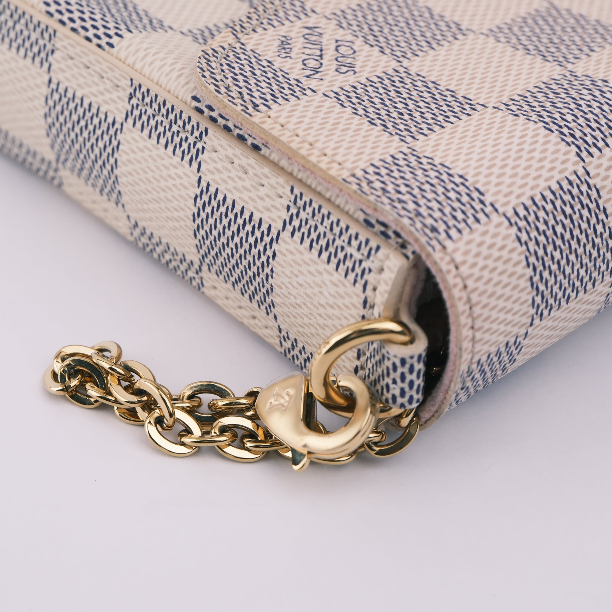 Louis Vuitton Pochette Felicie Damier Azur White Canvas Shoulder Bag - RFID Chip N40491