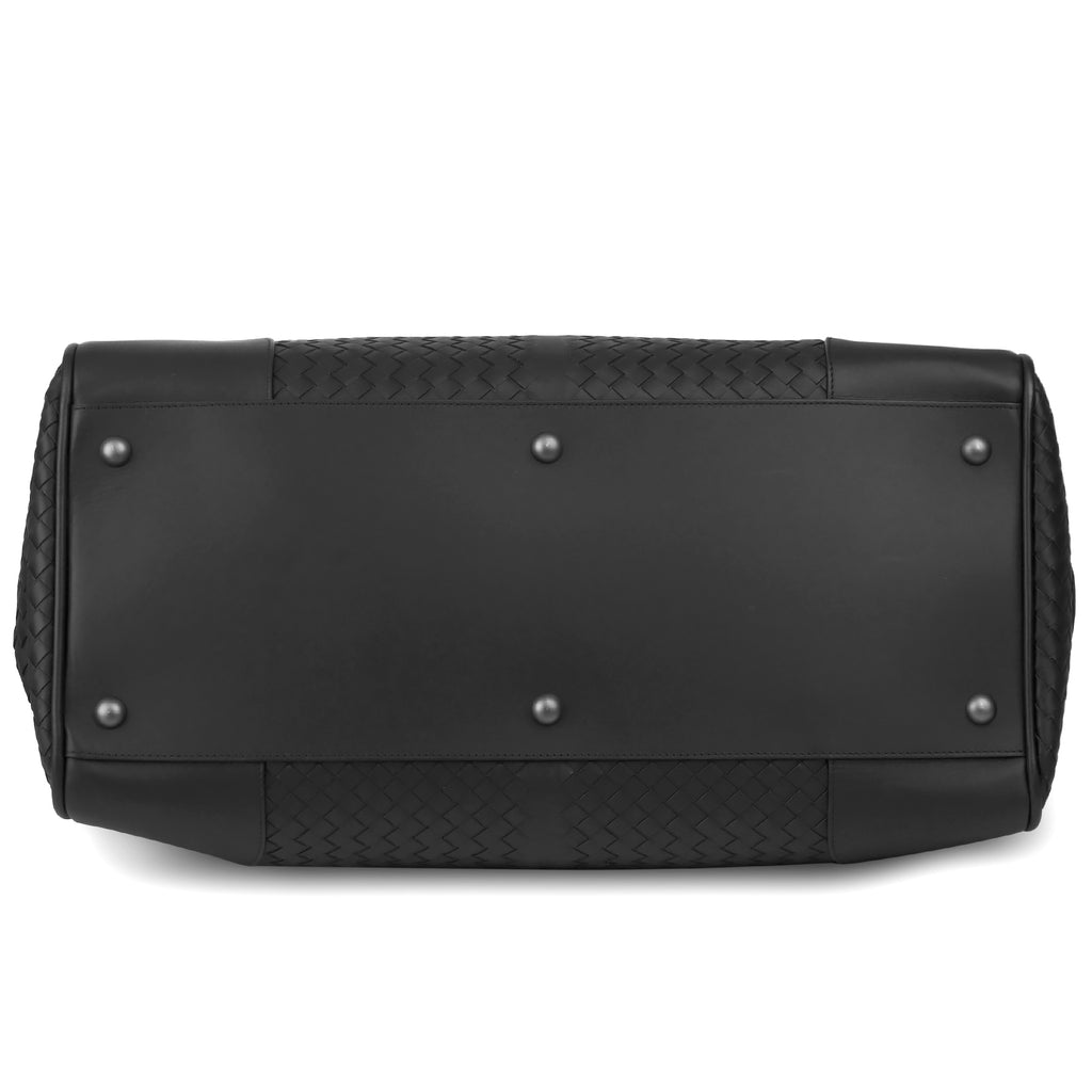 UNUSED ITEM | Bottega Veneta Intrecciato Leather Boston Travel Bag Black