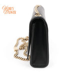 Saint Laurent Kate Small Bicolor Logo Chain Shoulder Bag Black Leather 469390