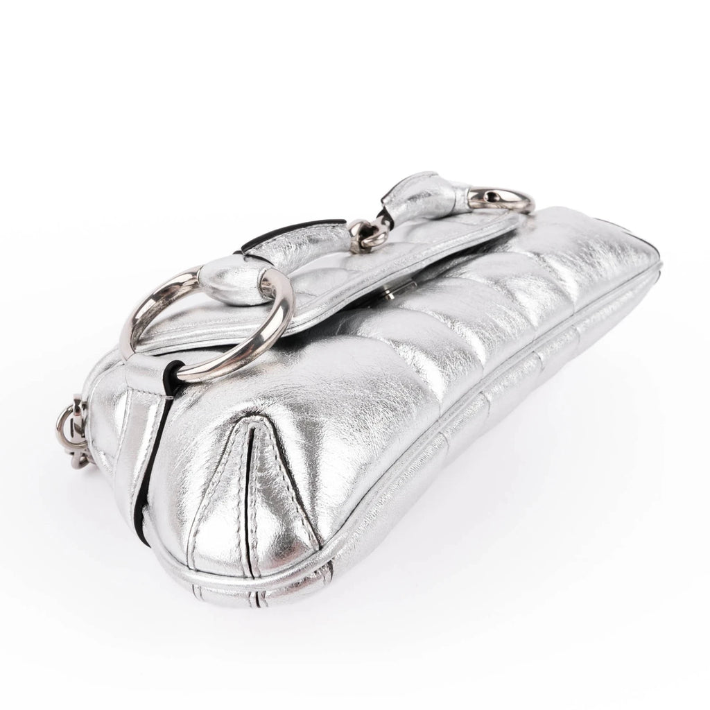 Gucci Horsebit 1955 Small Leather Silver Rank S