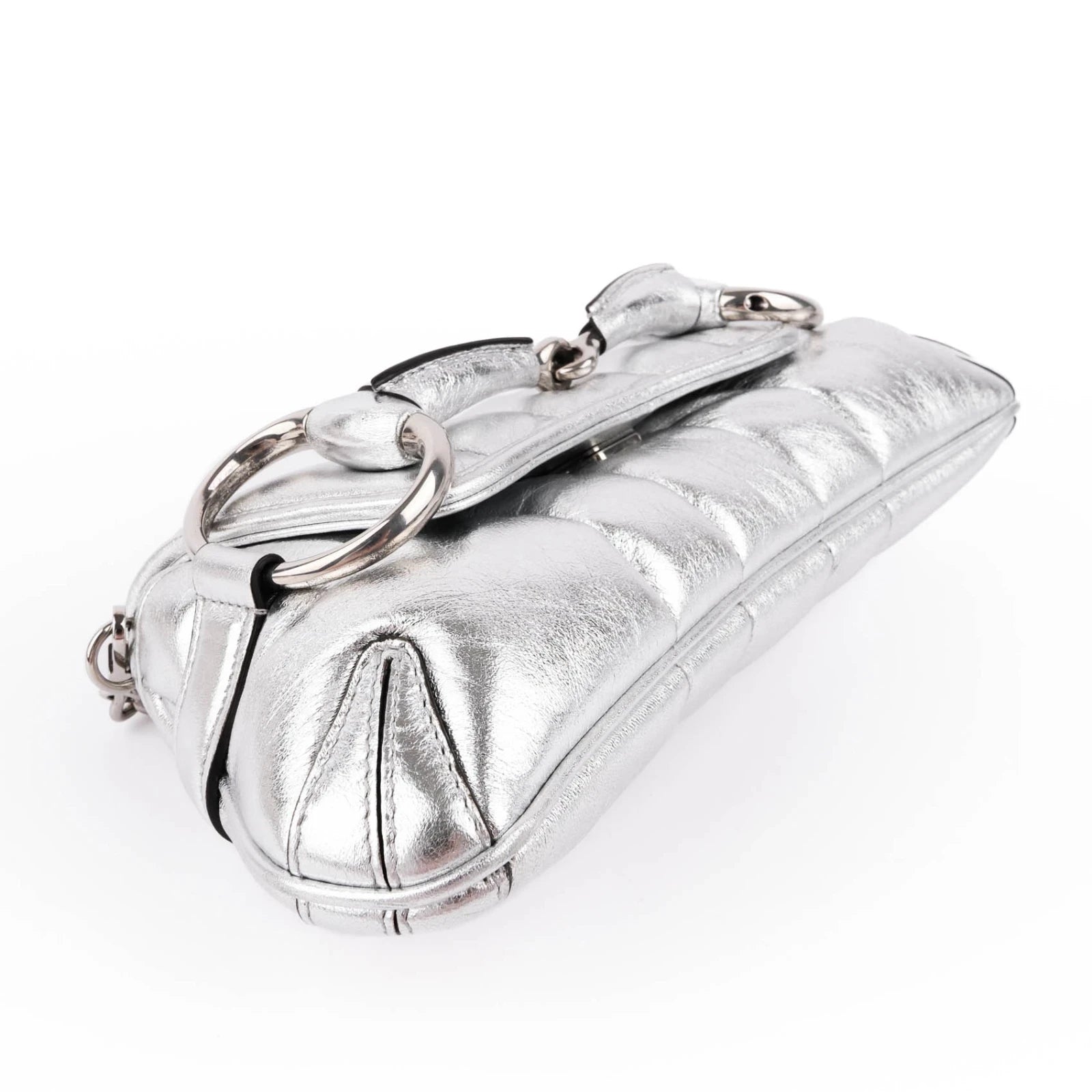Gucci Horsebit 1955 Small Leather Silver Rank S