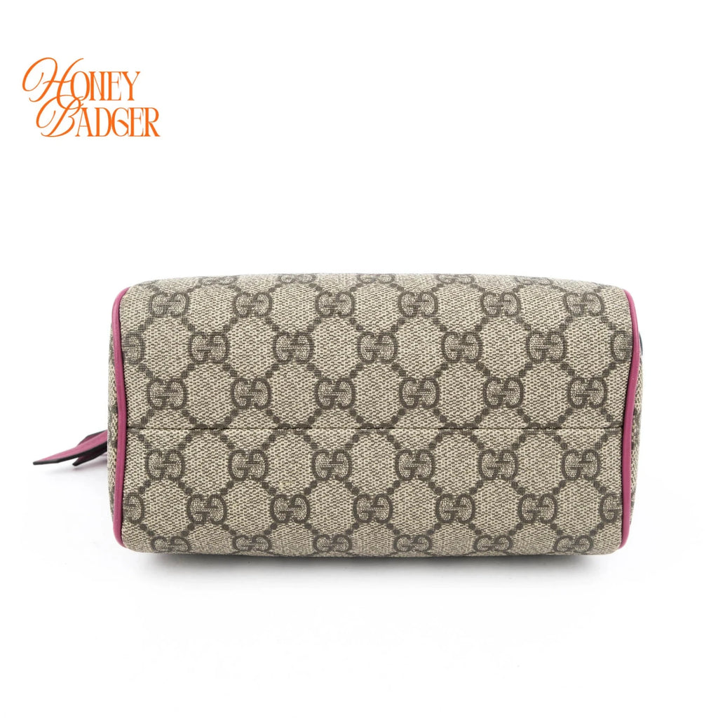 Gucci GG Supreme Mini 2Way Shoulder Bag Beige Red Gold Hardware Rank AB