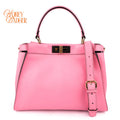 Fendi Peekaboo Regular Calfskin Leather Pink Gold Hardware Rank A