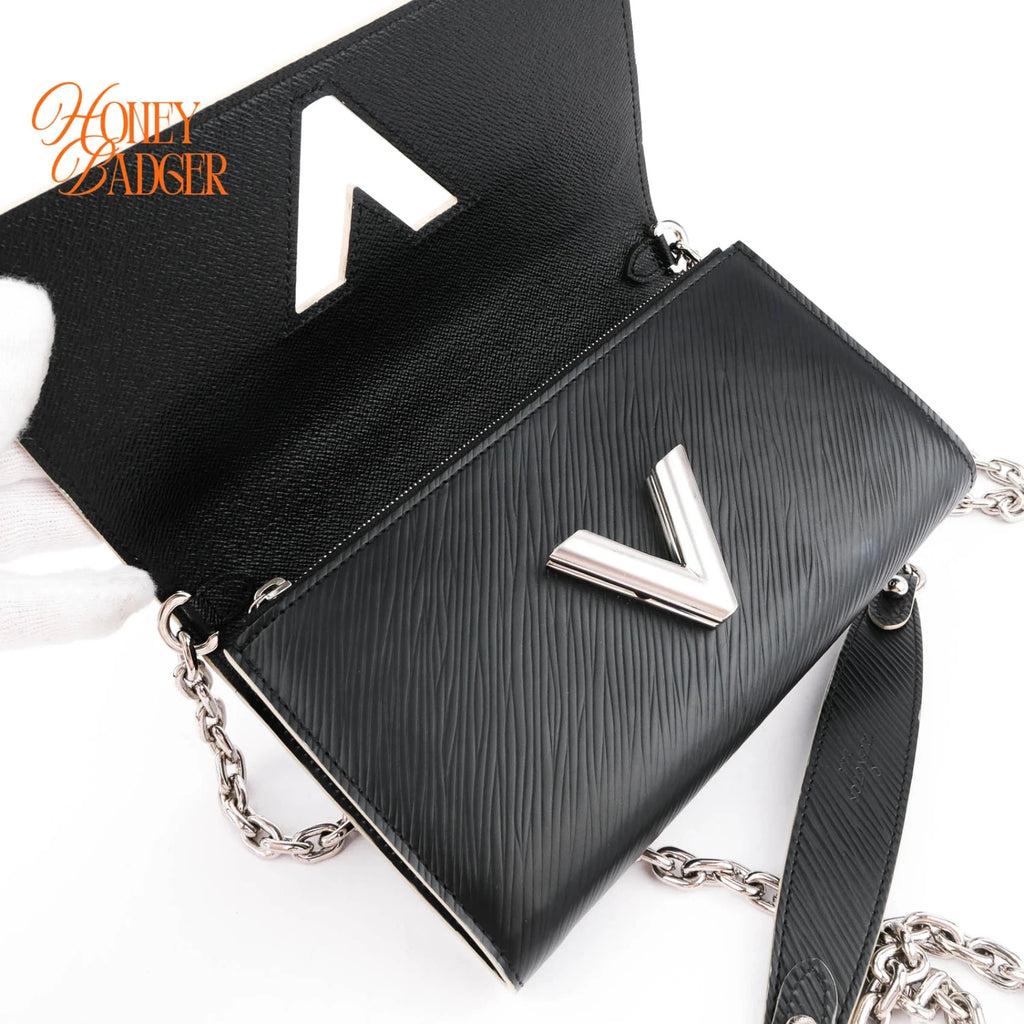 Louis Vuitton Twist Chain Wallet Epi Leather Black Patches Rank A