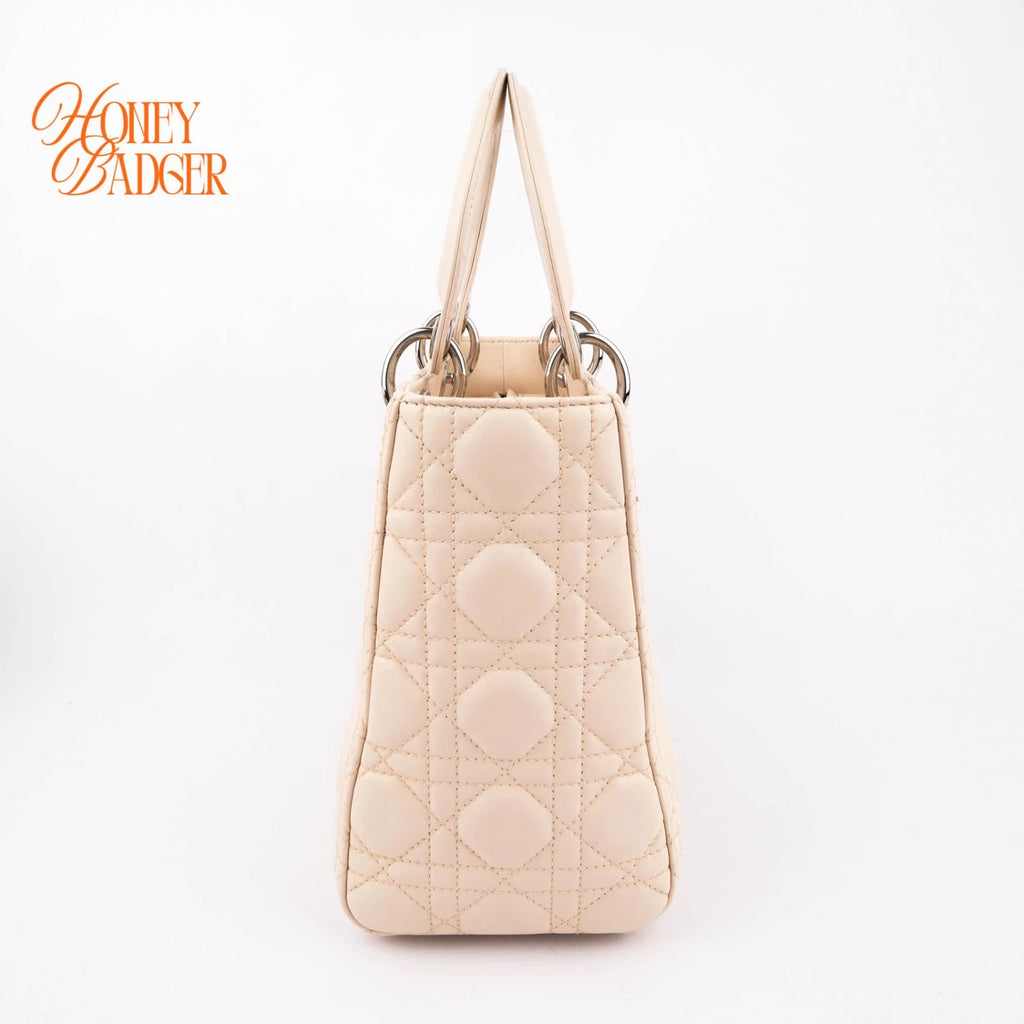 Dior Lady Dior Medium Lambskin White Rank A