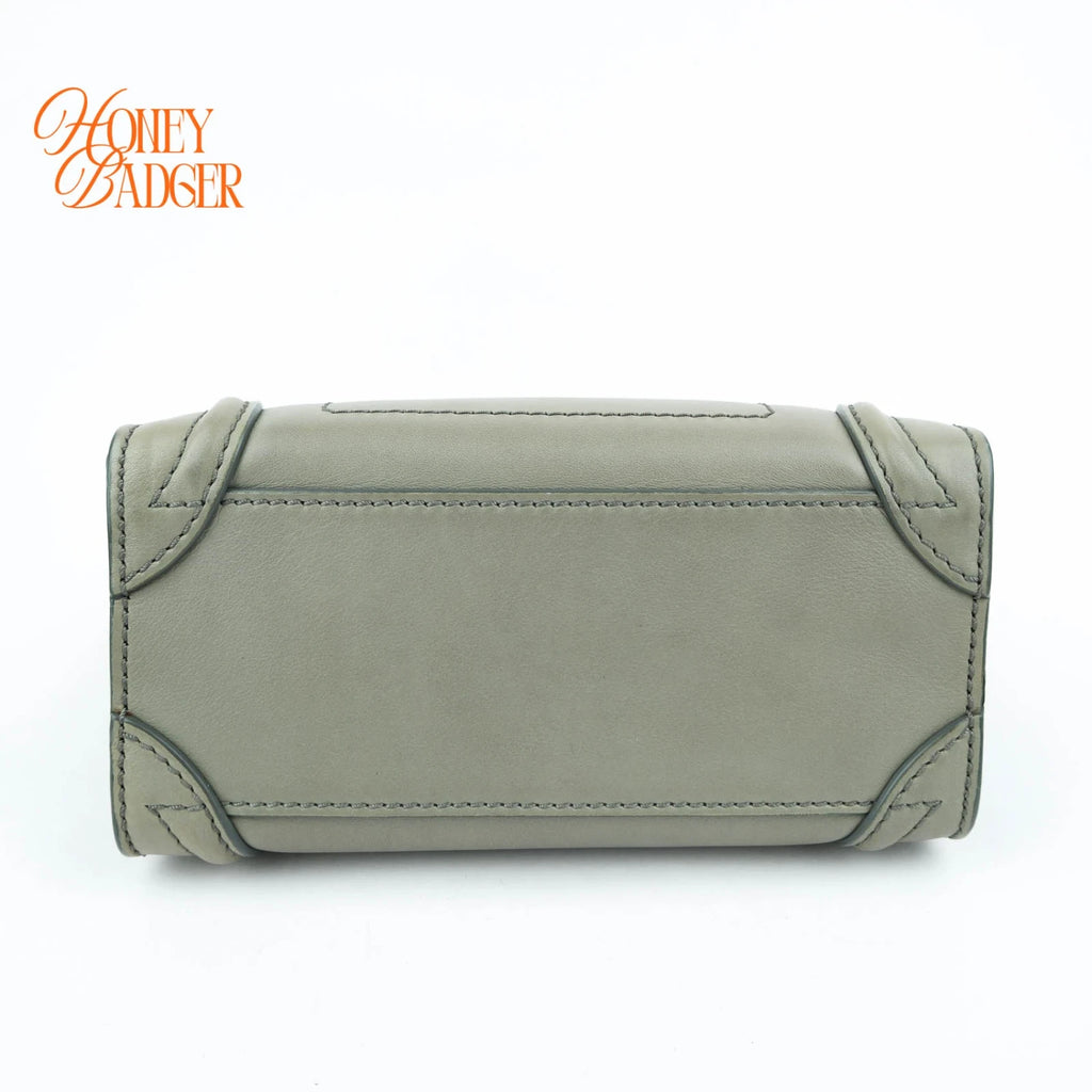 Celine Luggage Nano Smooth Leather Light Green Gold Hardware Rank A