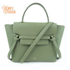 Celine Belt Bag Medium Grained Calfskin Green Gold Hardware Rank A