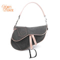 Dior Saddle Large Denim and Patent Leather Grey Pink Rank A