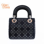 Dior Lady Dior Small Navy Satin Crystal Grade A