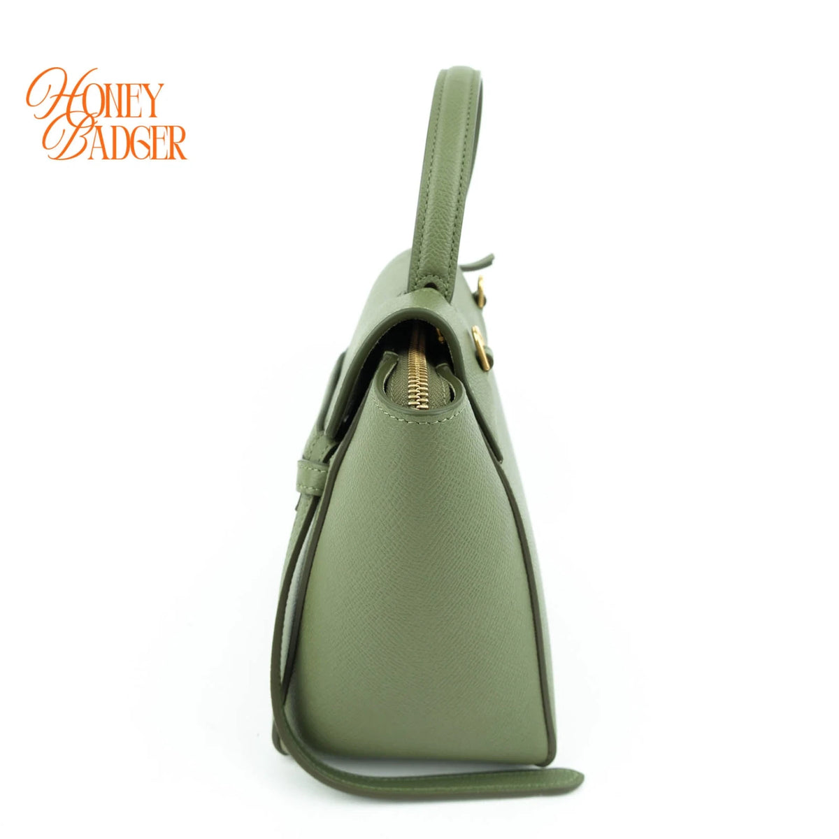 Celine Belt Bag Nano Grained Calfskin Sage Green Gold Hardware Rank A