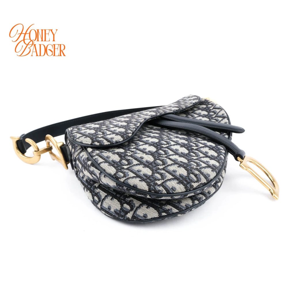 Dior Saddle Bag Oblique Jacquard Blue Rank A