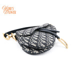 Dior Saddle Bag Oblique Jacquard Blue Rank A