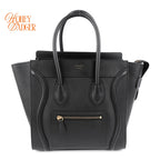 Celine Luggage Micro Smooth Leather Black Gold Hardware Rank A