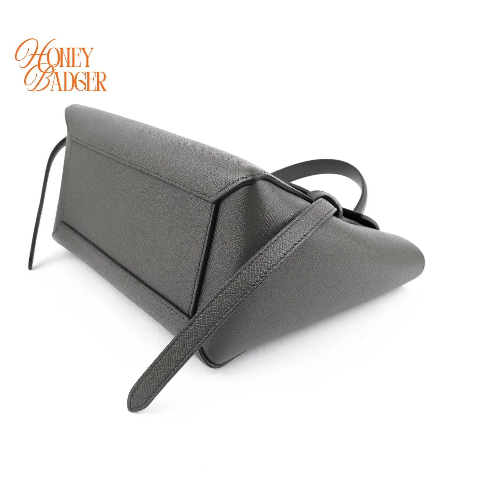 Celine Belt Bag Micro Grained Calfskin Grey Gold Hardware Rank A