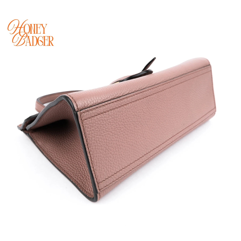 Gucci GG Marmont Small Top Handle Grained Leather Dusty Pink Antique Gold Hardware Rank AB