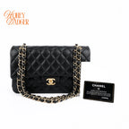 Chanel Matelasse 25 Double Flap Double Chain Leather Black Rank AB