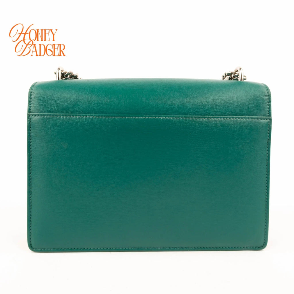 Saint Laurent Sunset Medium Smooth Calfskin Teal Silver Hardware Rank A