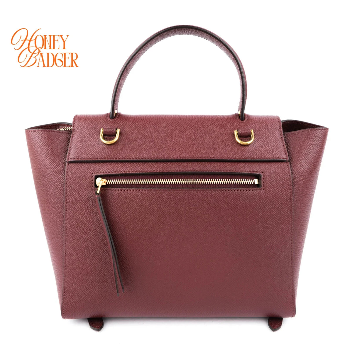 Celine Micro Belt Bag Grained Calfskin Burgundy Gold Hardware Rank A