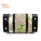Gucci Tian GG Supreme Medium Boston Bag Multicolor Black Leather Silver Hardware Rank A