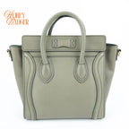 Celine Luggage Nano Smooth Leather Light Green Gold Hardware Rank A