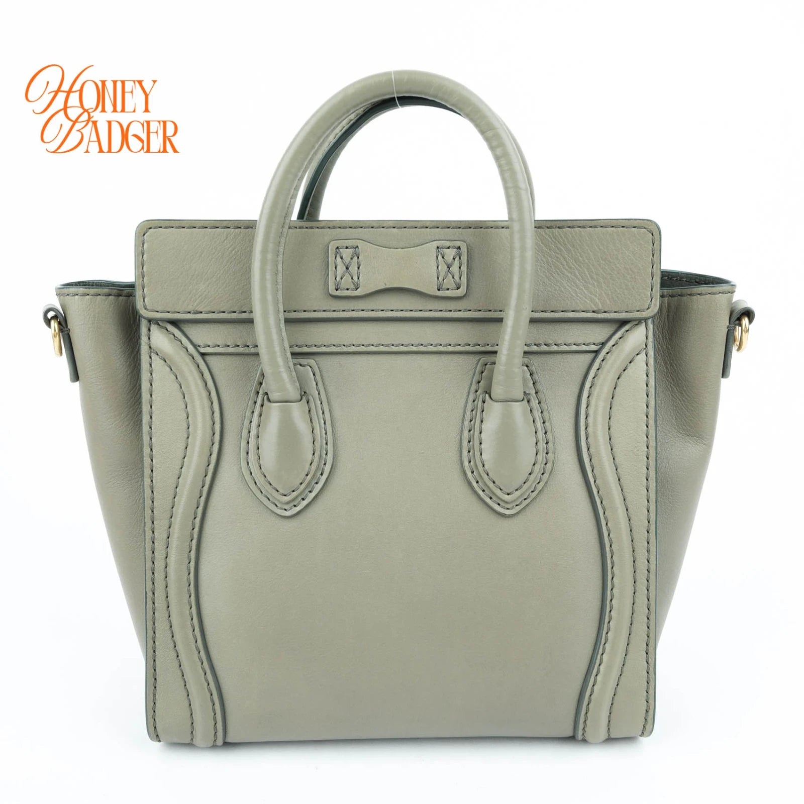 Celine Luggage Nano Smooth Leather Light Green Gold Hardware Rank A