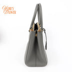 Prada Galleria Medium Saffiano Leather Gray Gold Hardware Rank A