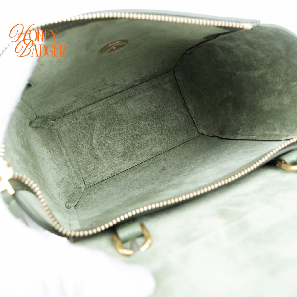 Celine Belt Bag Nano Grained Calfskin Sage Green Gold Hardware Rank A