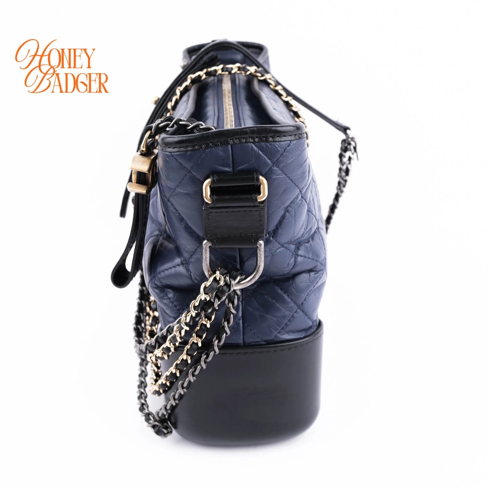 Chanel Gabrielle Hobo Medium Navy Leather Rank A