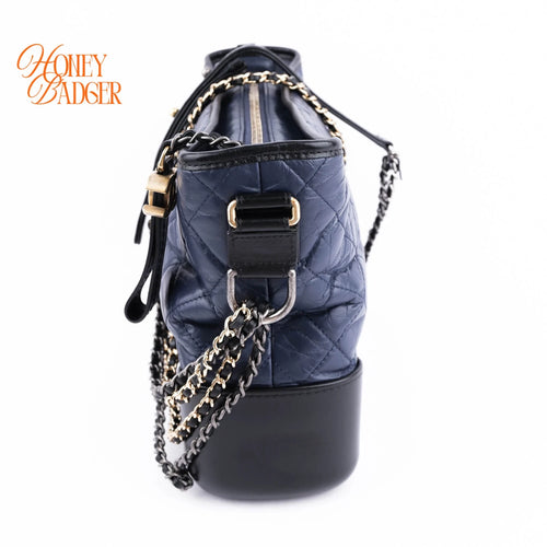 Chanel Gabrielle Hobo Medium Navy Leather Rank A