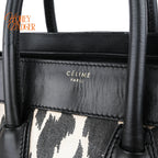 Celine Luggage Mini Shopper Leopard Print Canvas Black Calfskin Gold Hardware Rank AB