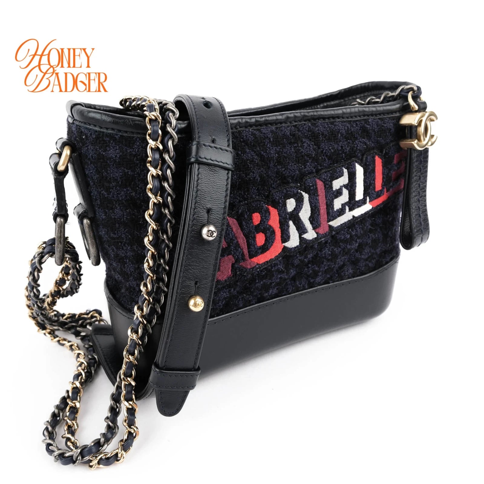 Chanel Gabrielle Hobo Small Navy Tweed Grade A