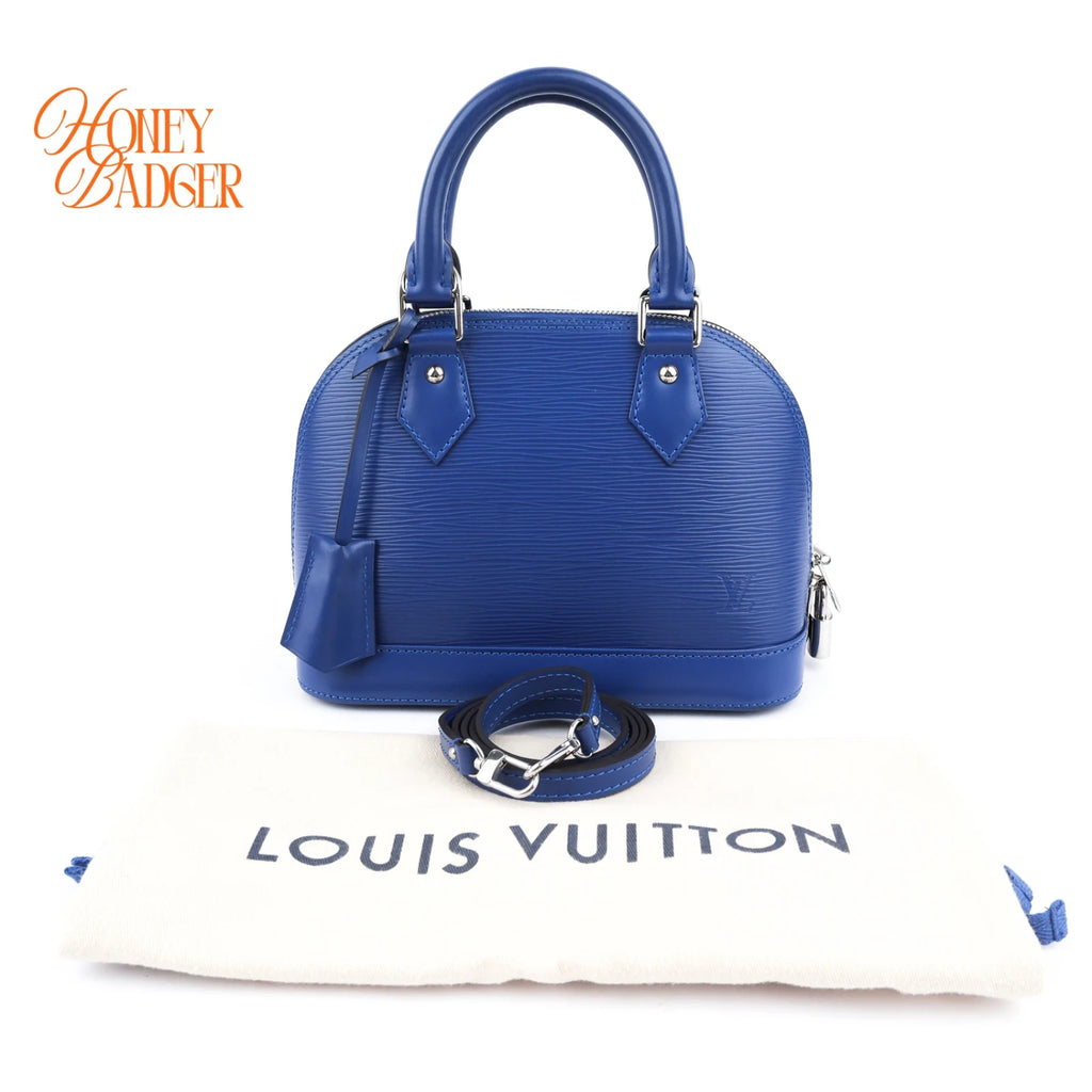 Louis Vuitton Alma BB Epi Leather Indigo Blue Silver Hardware Rank A