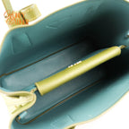 Prada Double Medium Saffiano Leather Green Gold Hardware Rank A