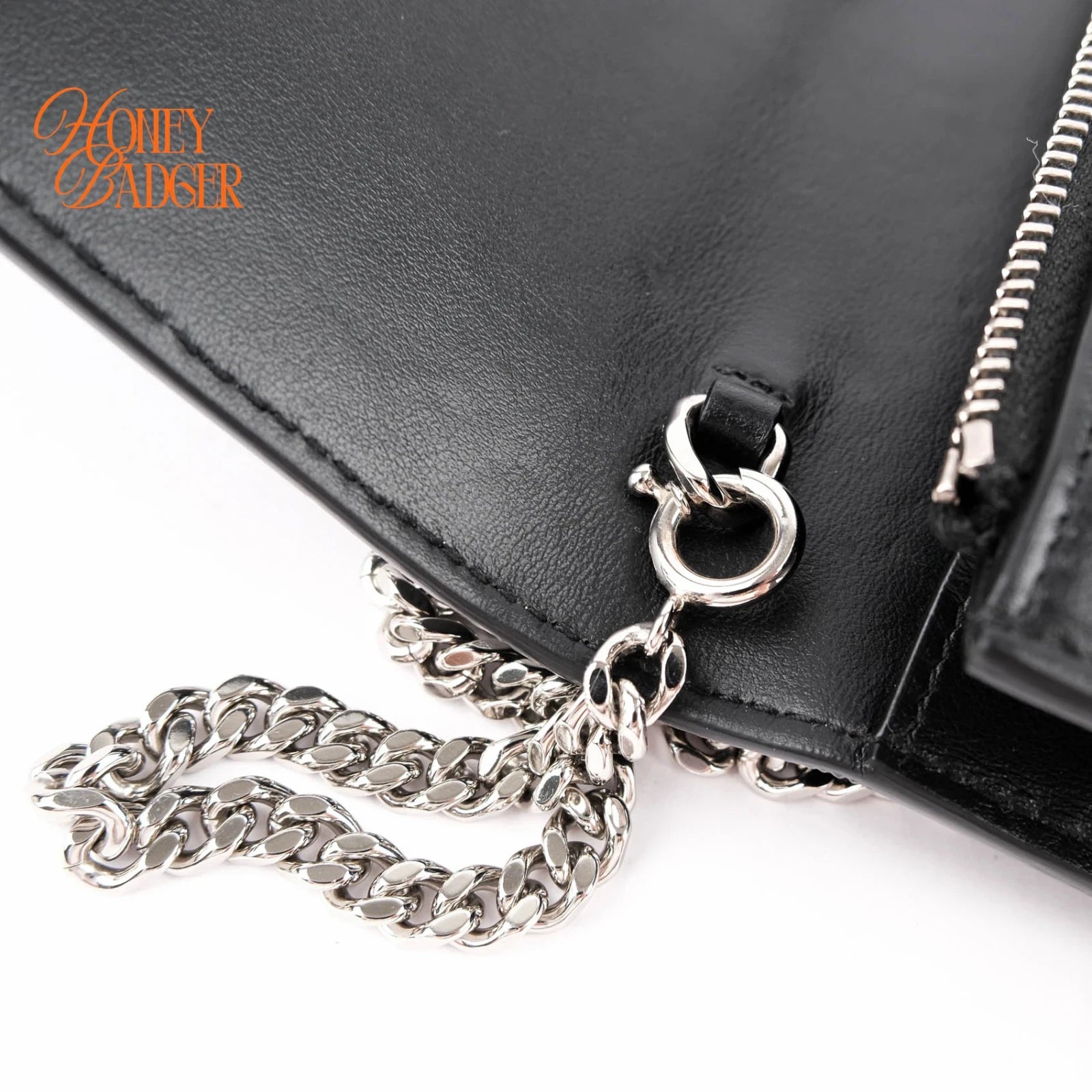 Saint Laurent Kate Small Tassel Chain Shoulder Bag Black Leather with Silver Star Print
