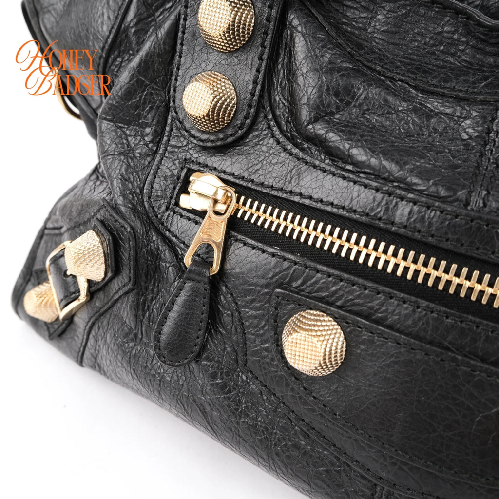 Balenciaga Giant 21 Part Time Black Leather 2-Way Handbag Shoulder Bag Rank AB