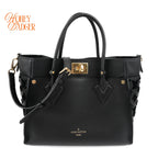 Louis Vuitton On My Side MM Calfskin Black Monogram Tufting Gold Hardware Rank AB